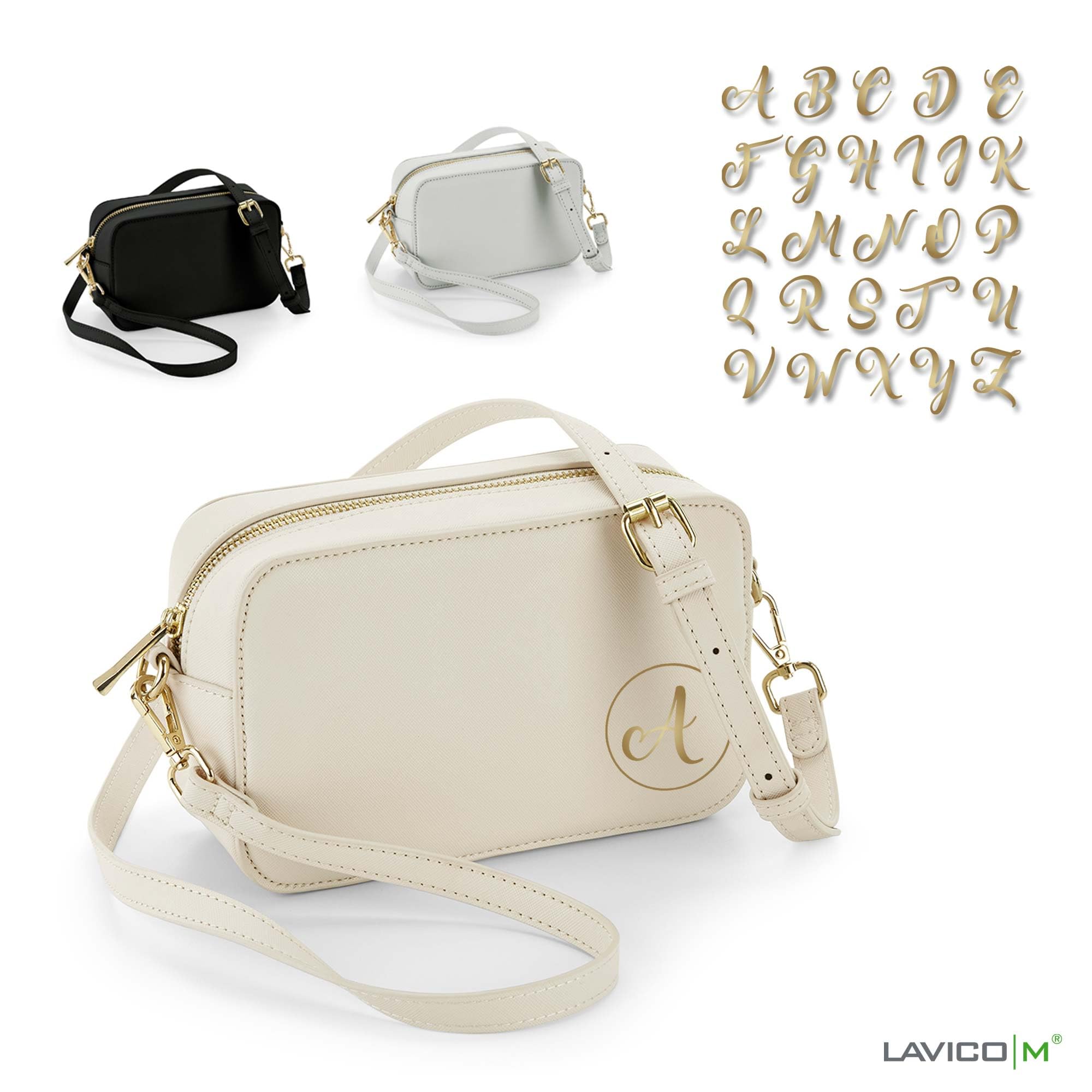 Damentasche mit Initial, Personalisierte Umhängetasche, Crossbody Bag mit Initiale, Schultertasche mit Riemen