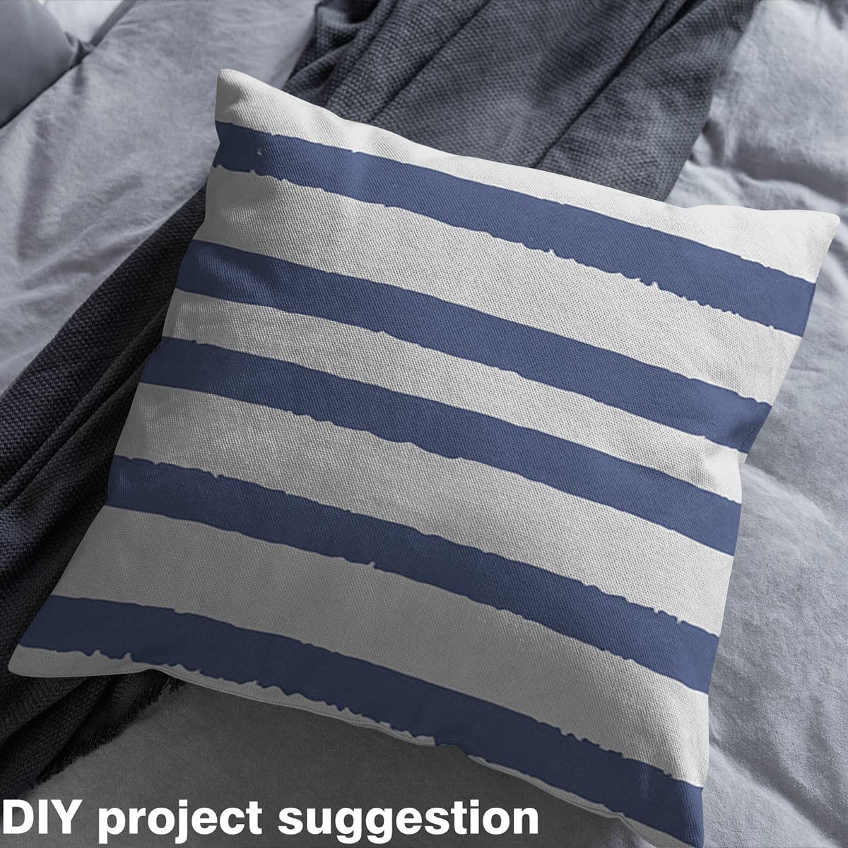 Harbour Stripes Tissus au Metre, thème marin Tissu 460x150cm chaise, motif Géométrique rayé décoratif imperméable Tissu extérieur, bleu nuit Ameublement Tissu de couture polyester