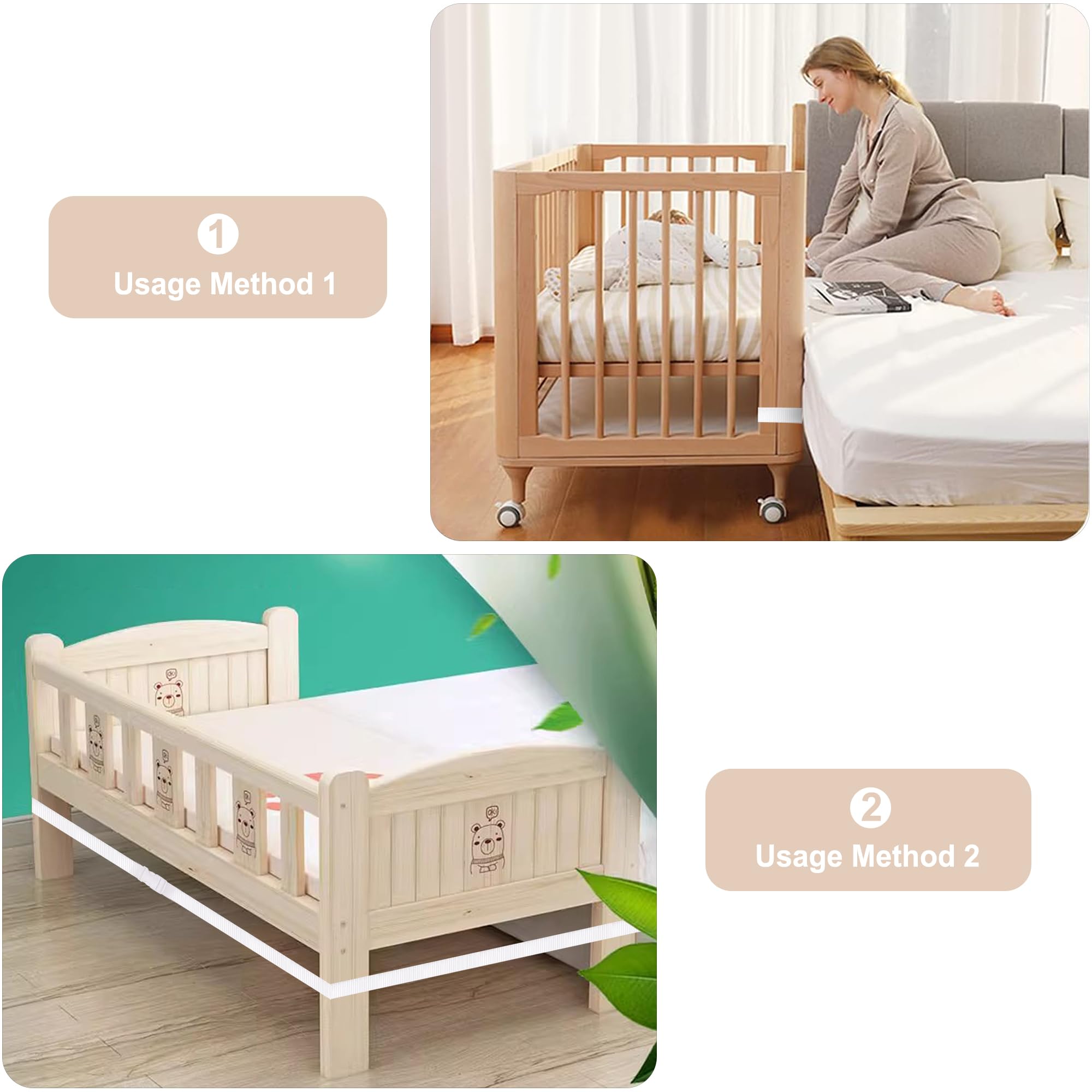 Sangle De Fixation Pour Lit Bébé 8m - Helweet | Protection Anti-Chute | Blanc