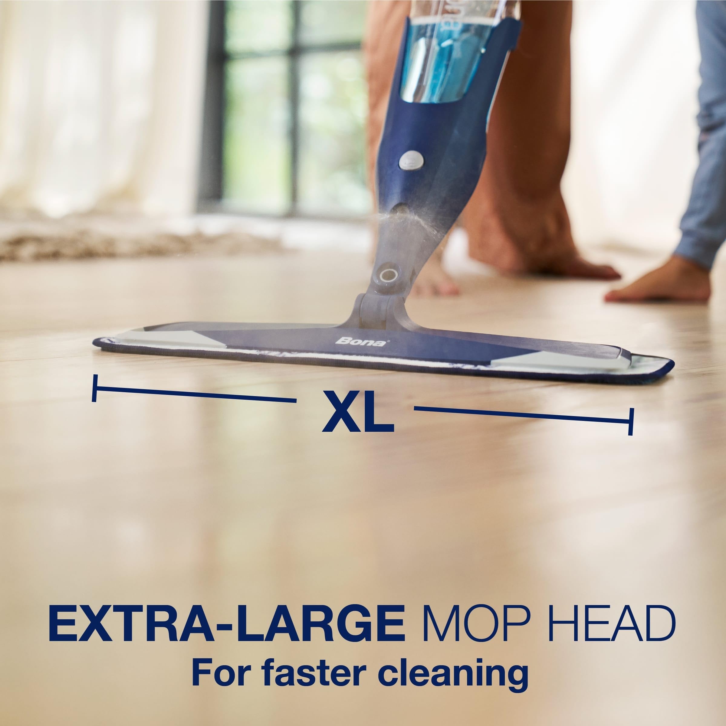 Bona Hardwood Floor Premium Spray Mop - Includes Wood Floor Cleaning Concentrate and Machine Washable Microfiber Cleaning Pad - Dual Zone Cleaning Design for Faster Cleanup