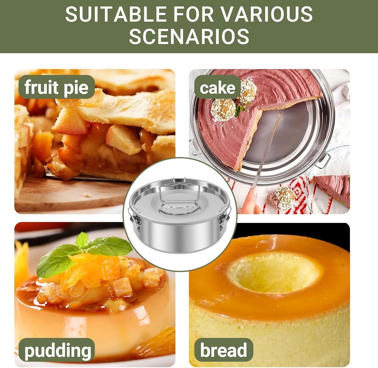 Stainless Steel Flan Mold, Flan Pan Baking Mold, For Baking Pastry, Cake - Send Goods From Local Warehouse (2 Pack Flan Mold)