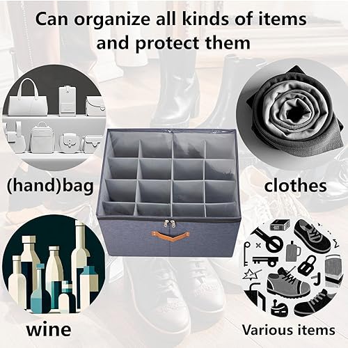 Miniatura 5 de Organizador de zapatos para armario, almacenamiento plegable de zapatos, contenedores ajustables para almacenamiento de zapatos, se adapta a hasta