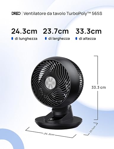 DREO 20dB Smart Desk Fan for Bedroom, 90°+90° Oscillation, Silent cooling Air Circulator, Powerful DC Motor with 85ft Airflow, 9 Speeds, 6 Modes, 1-12H Timer, App & Voice Control, Home & Office - 8