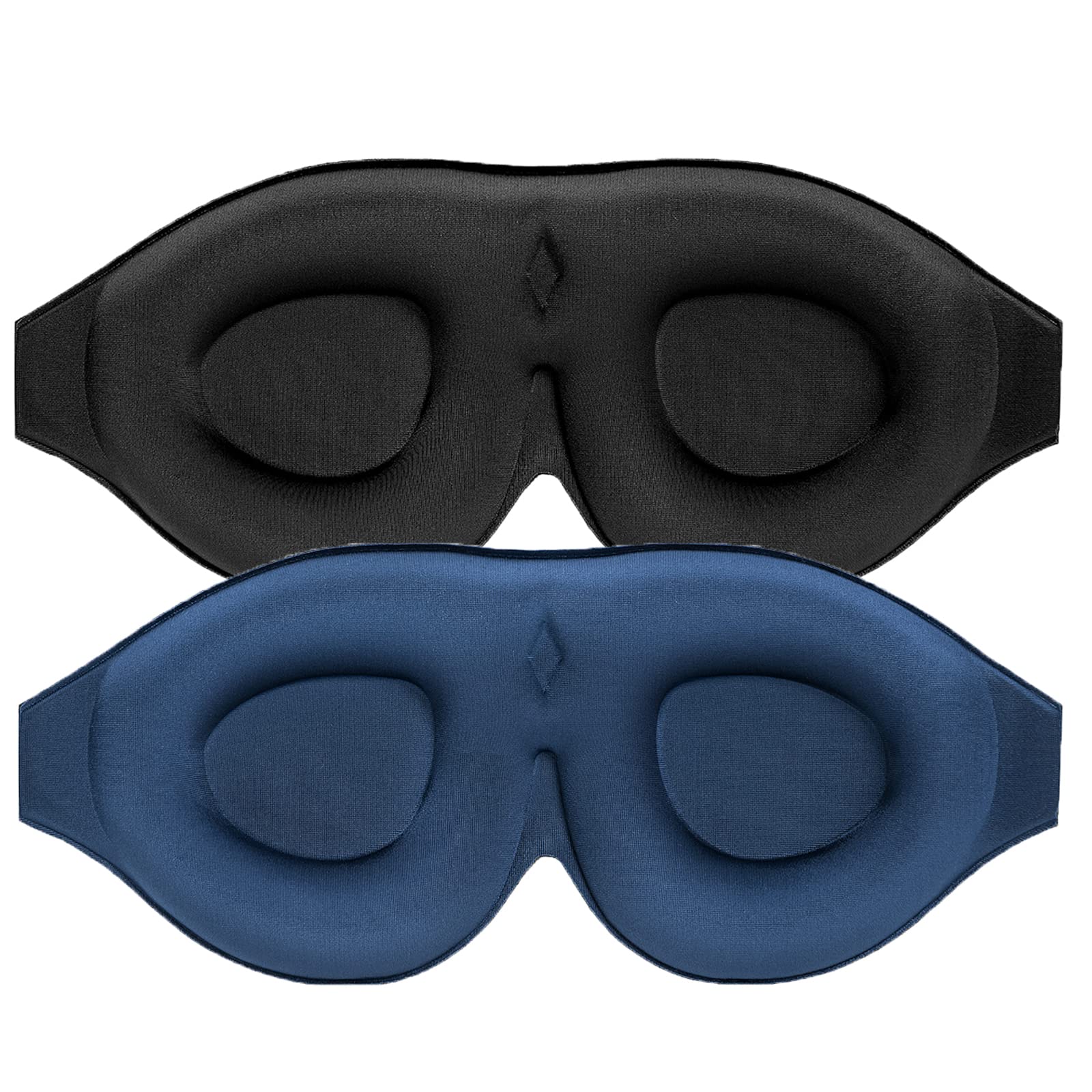 ALASKA BEAR 2 Pack 100% Blackout Sleep Masks Most Comfortable Contoured Eye Cups and Nose Covering for Women Men, 3D Pillow Eye Masks 0 Pressure on Eyelids & Eyelashes(Black&Navy)