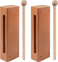 Vista 1 de Bloque de ritmo de madera maciza, juego de 2, bloque de ritmo de madera maciza, instrumento de percusión musical perfecto para clases de ritmo con 2