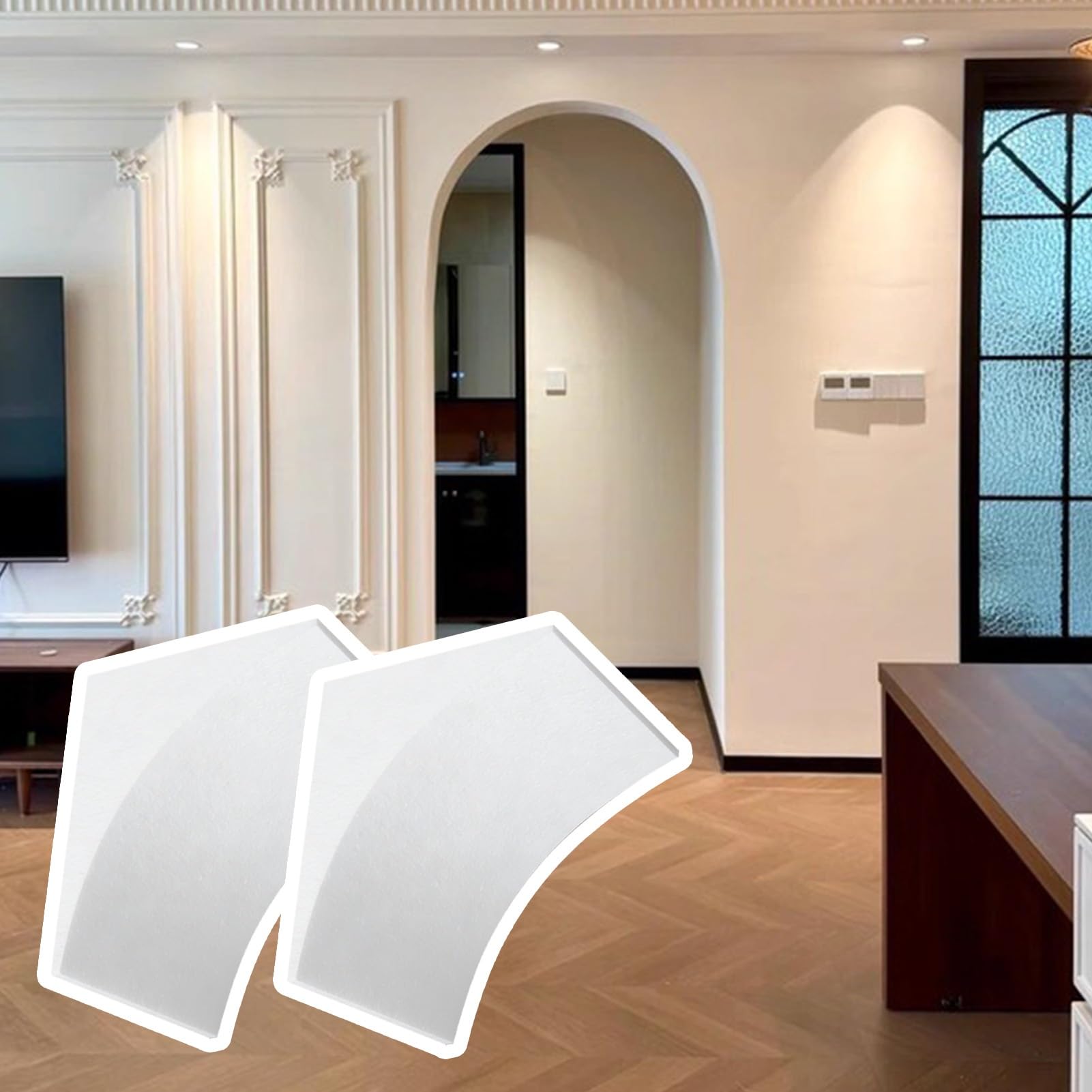 Decorative Half Round Door Arch Trim - Universal Archway Kit for Door Frame, Set of 2 Elegant Molding for Living Room, Balcony, Hallway
