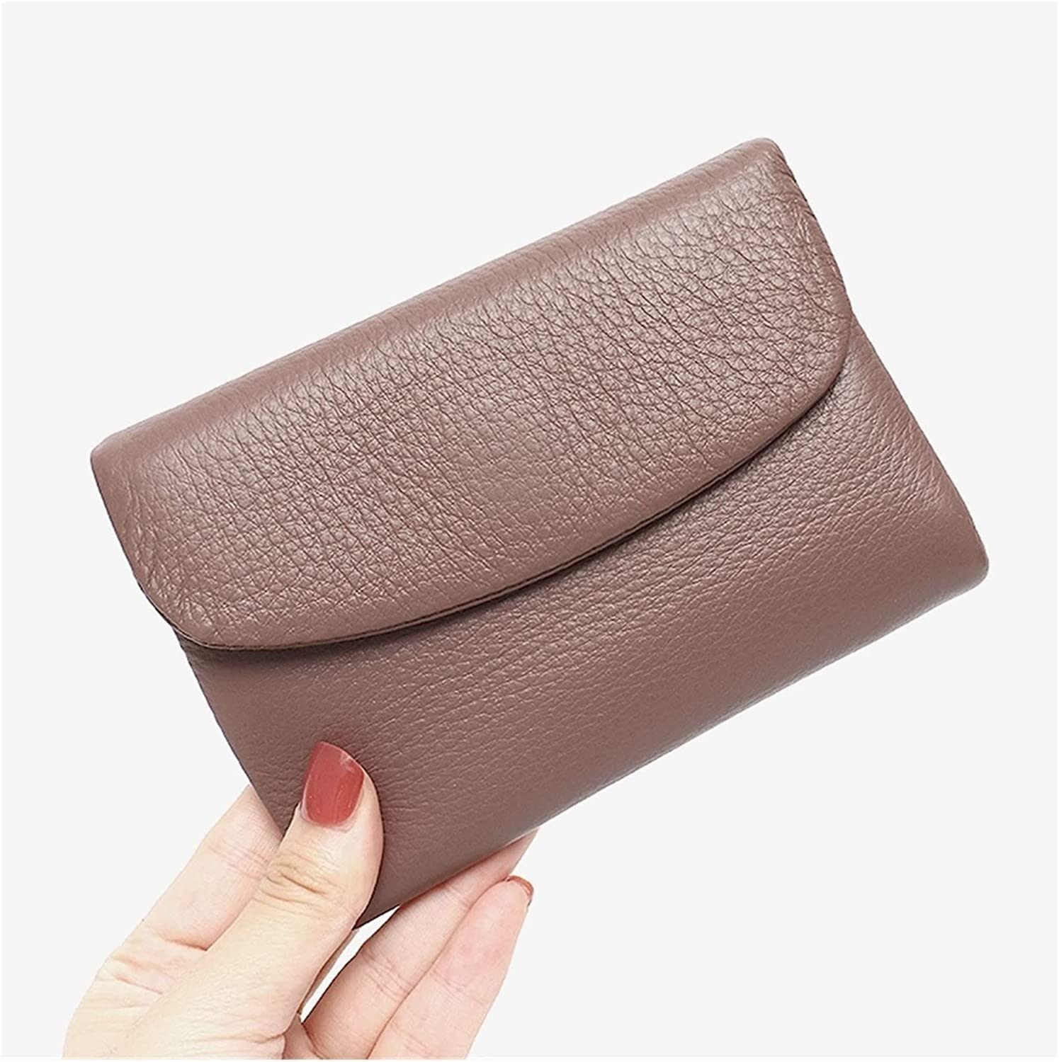 Portfele Klasyczne, trójskładane, saszetka na pieniądze, klapka, zatrzask, prosty design, damskie, casualowe, ze skóry bydlęcej, etui karty, kopertówka(Black)