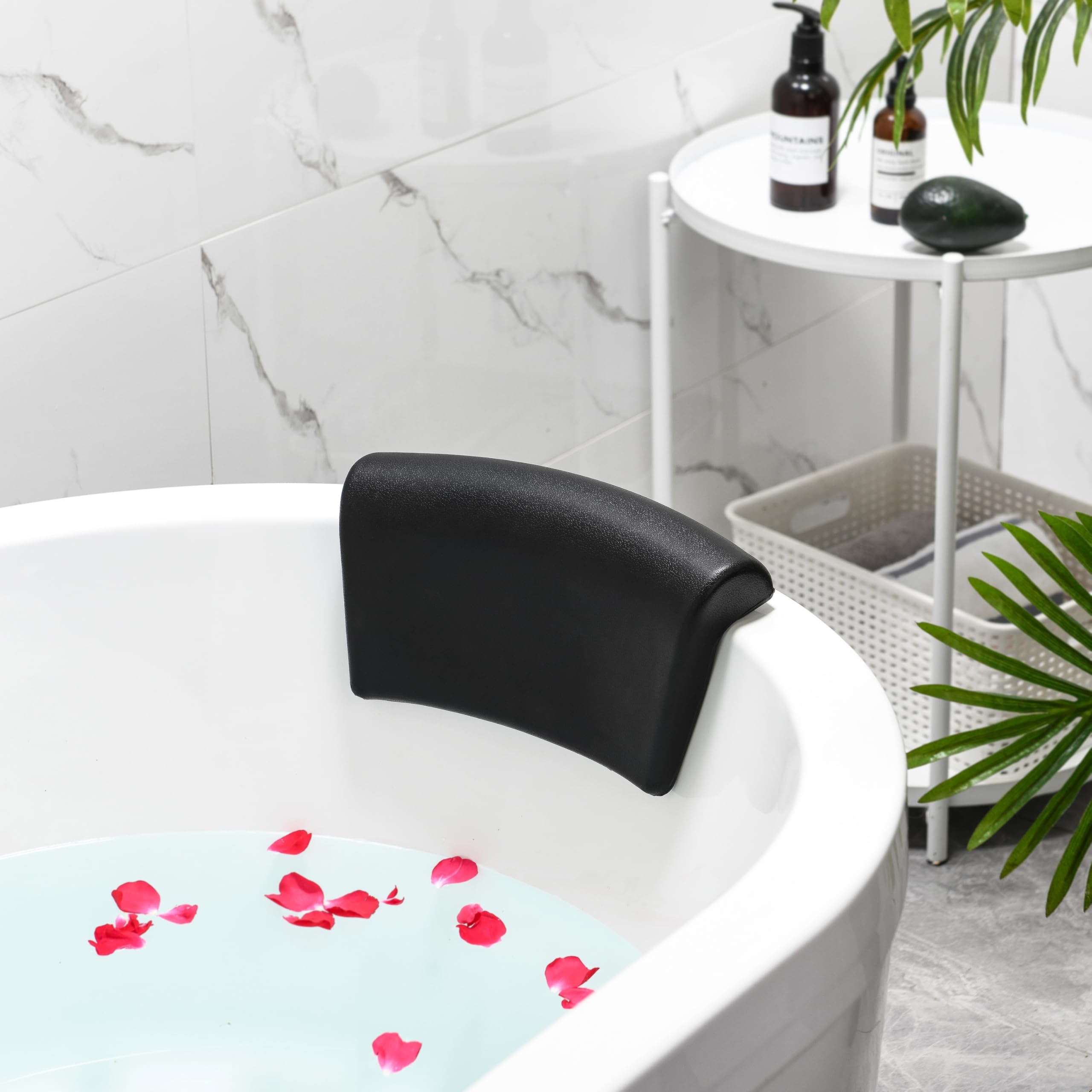 Almohada de Bañera Ergonómica con Ventosas Antideslizantes - Cojín Impermeable para Soporte Cervical, Confort y Relajación en el Baño o SPA en Casa - Color Negro