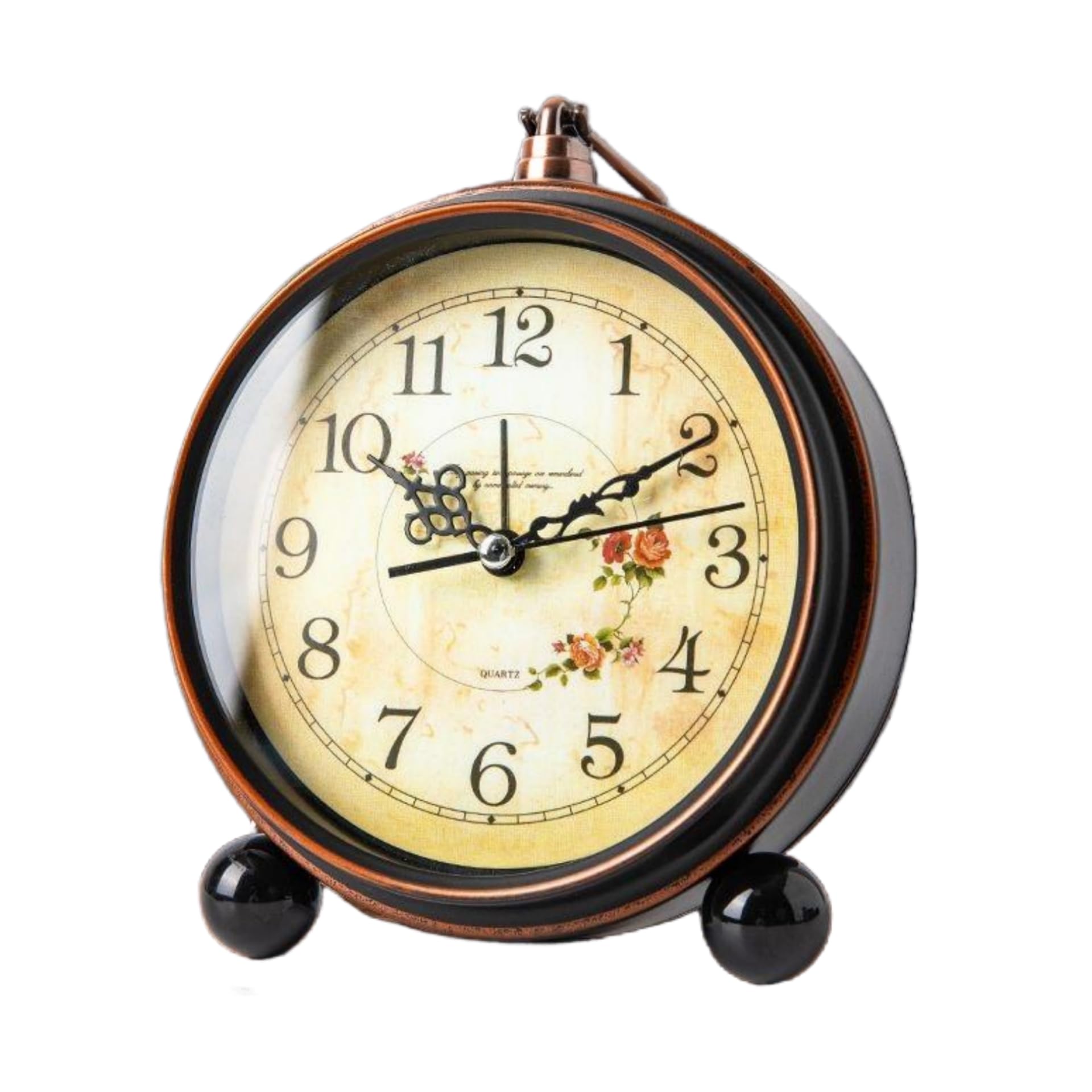 Silent Alarm Clock Retro Alarm Clock, Retro-Inspired Metal Construction, Creative Bedside or Desk Clock, Battery-Powered, Wall Mountable, Clear and Easy-To-Read Dial, Silent Movement