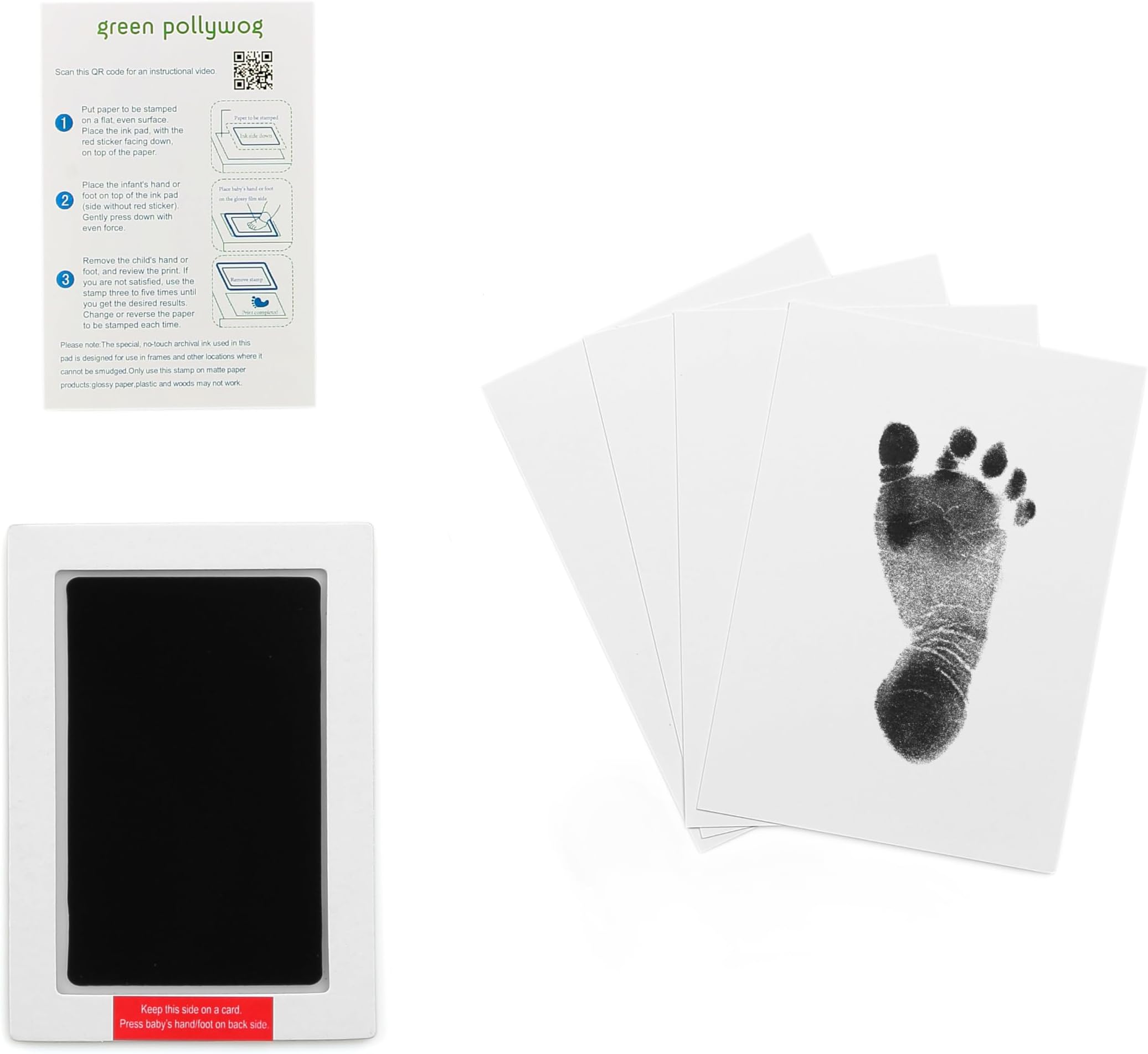 Green Pollywog Clean Touch Inkless Handprint & Footprint Ink Pad