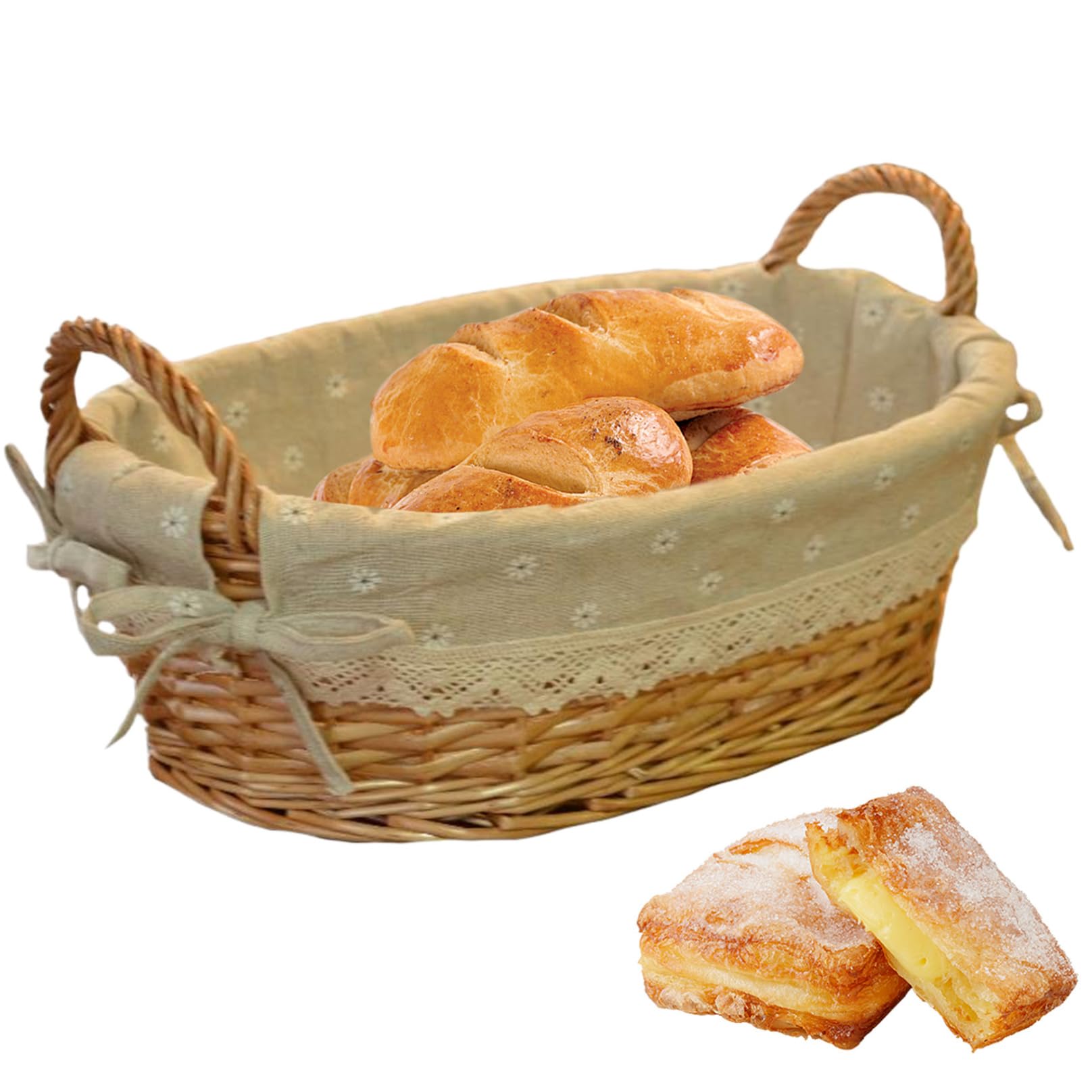 Panier à épreuves à pain ovale 25x15cm avec doublure florale et poignée