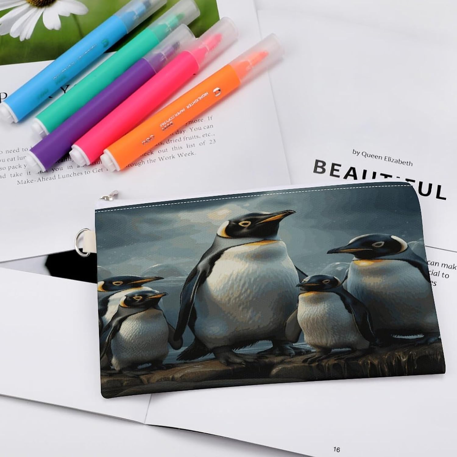 Penguin Family Coin Purse Mini Coin Pocket Pouch Change Holder for Men Women Portable Change Wallet