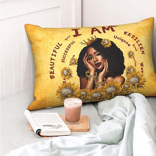 Miniatura 7 de Fundas de almohada para cama de niña africana con cremallera oculta, funda de almohada lumbar, tamaño Queen estándar de 20 x 30 pulgadas para