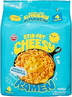 Cheesy Ramen – Mac & Cheese Meets Ramen | Cheddar & Mascarpone | Stir-Fry Style | 3.88 oz Pack of 4