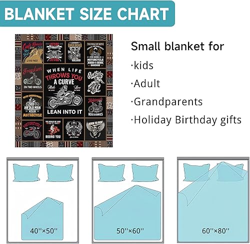 Miniatura 5 de SKT T1 Manta de motocicleta de regalo para hombres, adultos, adolescentes, niños, manta retro de motocross, divertidas mantas y mantas de moto de
