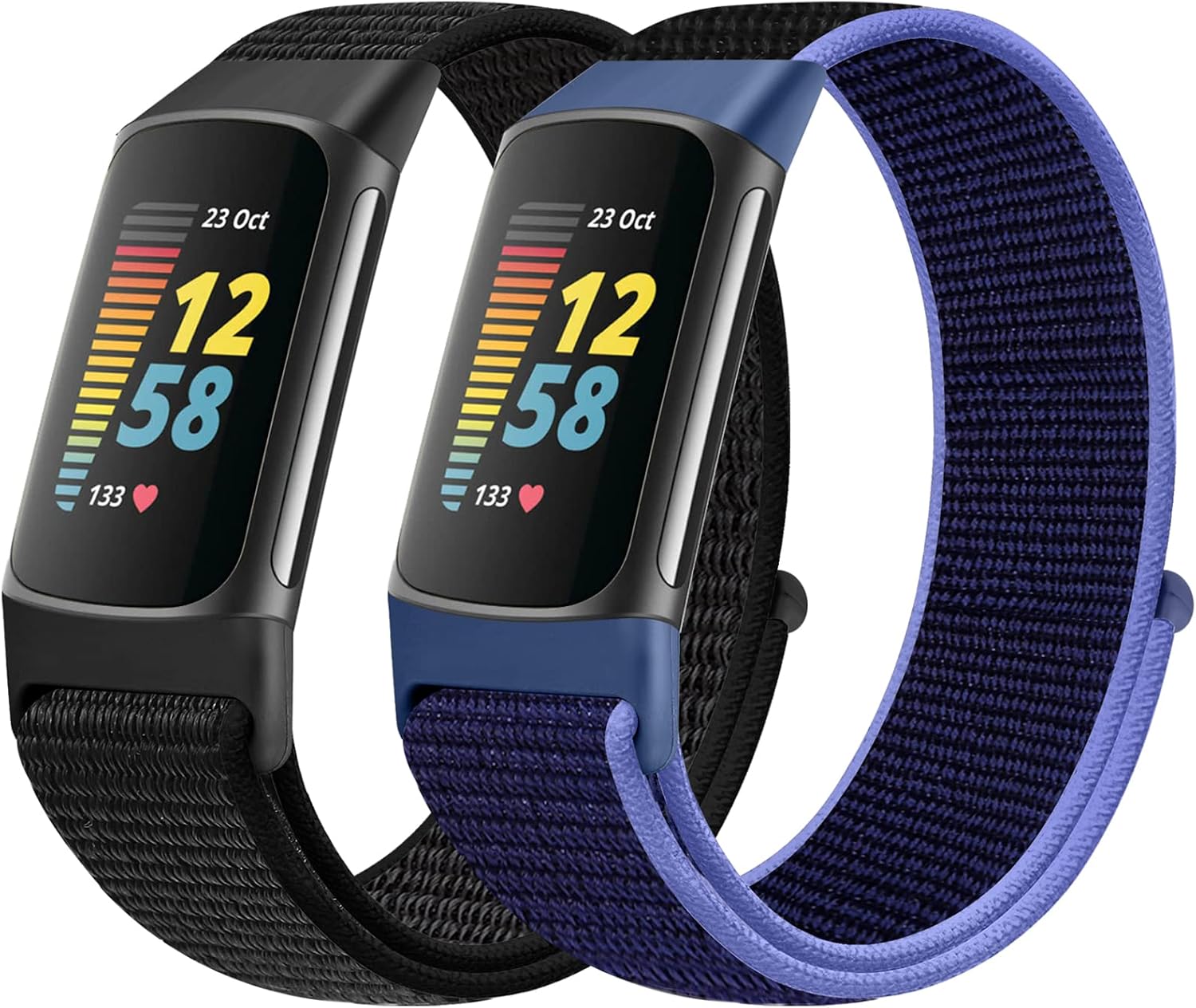 Runostrich Sport Loop Nylon Watch Straps Compatible with Fitbit Charge 6/Charge 5 for Women Men Adjustable Breathable Replacement Soft Nylon Loop Wristband for Fitbit Charge 6/Fitbit Charge 5