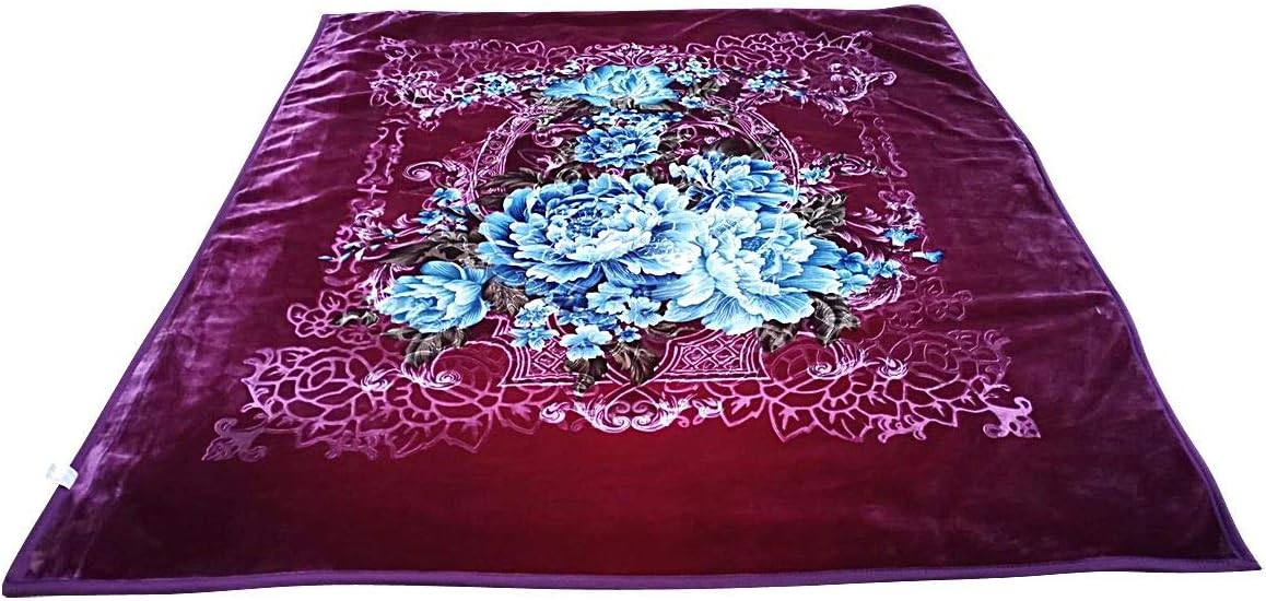 Korean King Size Blanket Mink 2 Ply Heavy 14 LBS Purple Reversible Embossed