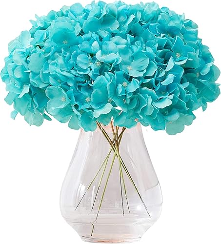 Flores Artificiales de Hortensia Tiffany Cabezas 10 Flores Falsas de Hortensia de Seda para Centros de Mesa de Boda Ramos Decoración Floral DIY