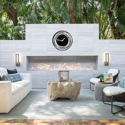 Miniatura 8 de Reloj de pared redondo moderno de 16 pulgadas con movimiento alimentado por batería, reloj de metal permio de 16 pulgadas para sala de estar, hogar,