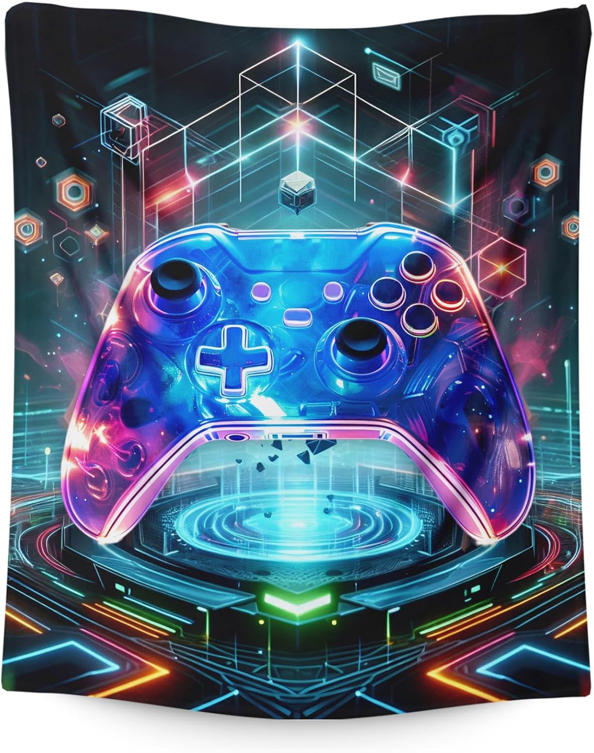 Gaming Blankets for Boys - 50x40 Inches Small Gamer Themed Gift for Kids, Girls, Teens - Black Flannel Throws Gifts for Gamer Room Decor - Cool Soft Cozy Plush Blanket for Couch, Sofa