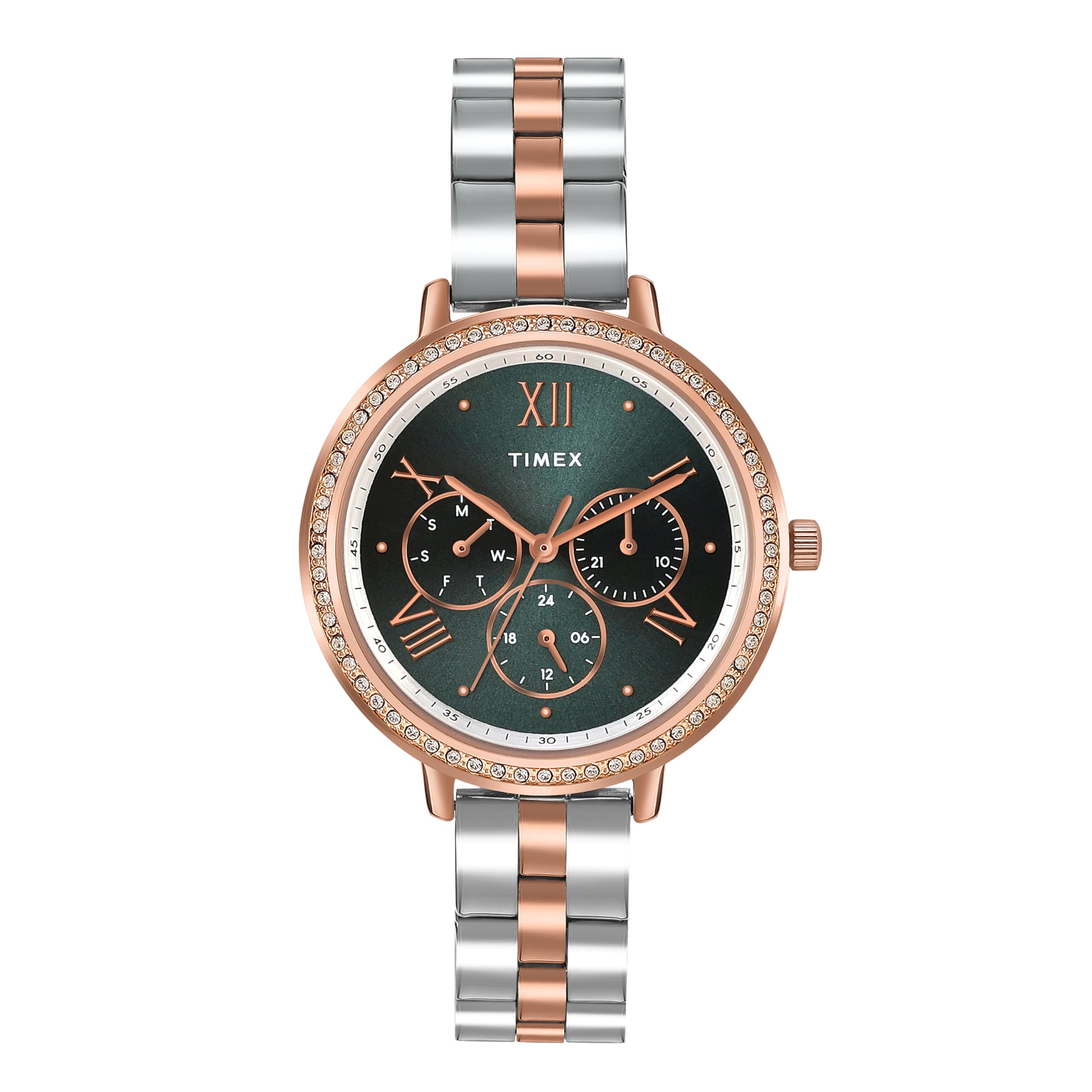 TIMEX Women Stainless Steel Multifunction Analogue Green Dial Watch - Tw000Z501, Band Color-Multicolor (B0CJM483RB) Amazon Price History, Amazon Price Tracker