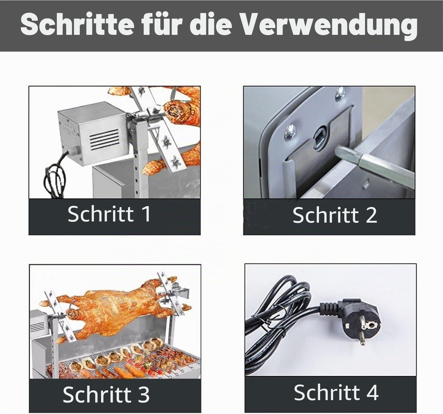 grillmotor für grillspieß 220V SP-S40 Rotisserie Roaster Grill Grillmotor 50-70kg Edelstahl BBQ Grill Zubehör Bräter Elektromotor Ziegenschwein Huhn BBQ Spieß
