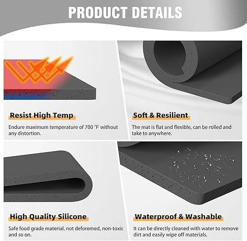 Miniatura 3 de BetterSub Alfombrilla de silicona para prensa de calor de 15 x 15 pulgadas, almohadilla de prensa de calor resistente al fuego de 0.3 pulgadas de