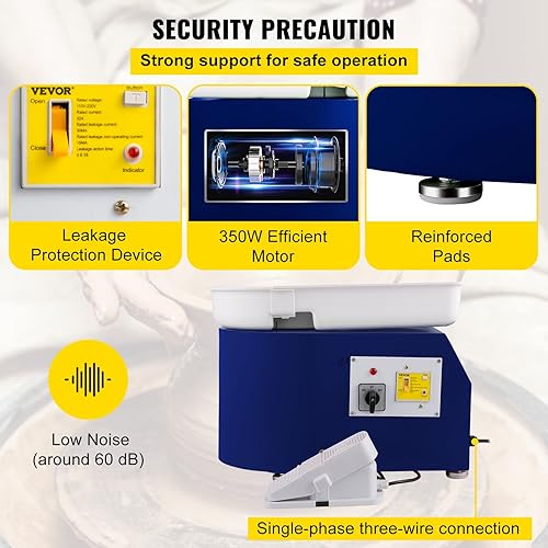 Miniatura 5 de VEVOR Rueda de cerámica de 11 pulgadas para adultos principiantes, máquina formadora eléctrica de 350 W con pedal de lavabo desmontable de 0 a 300