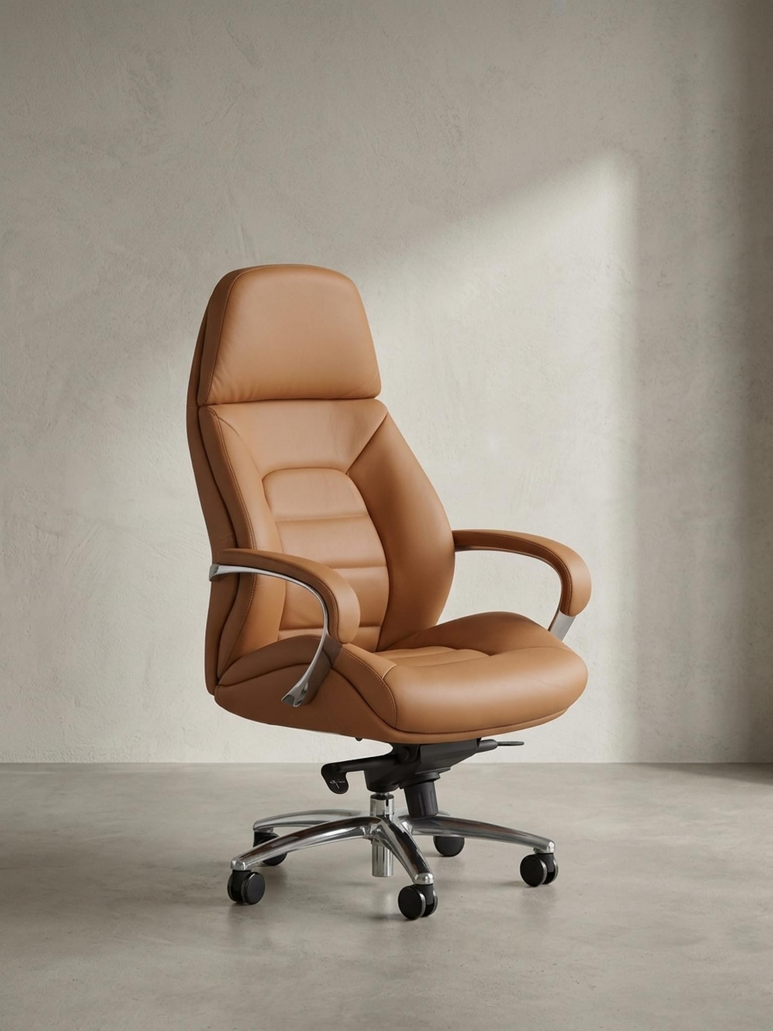 Presidente della sedia da ufficio poltrona vera in pelle caramello ergonomico xxl sedia girevole 120 kg