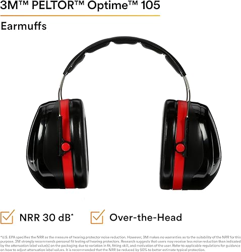 Miniatura 2 de Orejeras con auriculares 3M Peltor Optime 105 conservación de la audición paquete de 1 NegroRojo 1