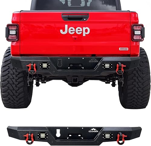 Miniatura 6 de CLAMBER Parachoques delantero todoterreno para Jeep Wrangler JKJKU 2007-2018, JLJLU 2018-2024 y Jeep Gladiator JT 2020-2024, parachoques delantero