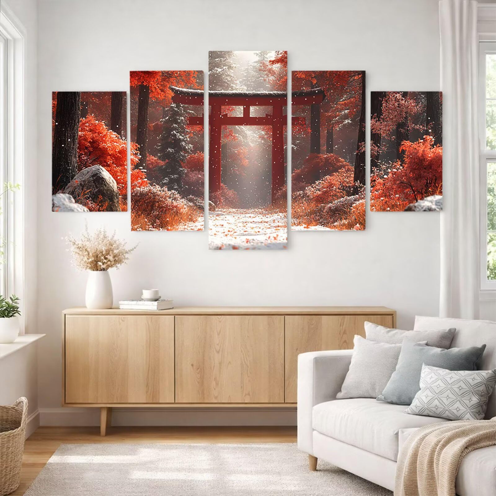 5 Pack Leuchtend Malen Nach Zahlen Erwachsene Torii Drei Größen YCBZ-1070 | DIY Set Erwachsene mit Pinselset Acrylfarben Set Fünf Leinwand zum Bemalen Baum für Deko Wohnzimmer Geschenke für Frauen