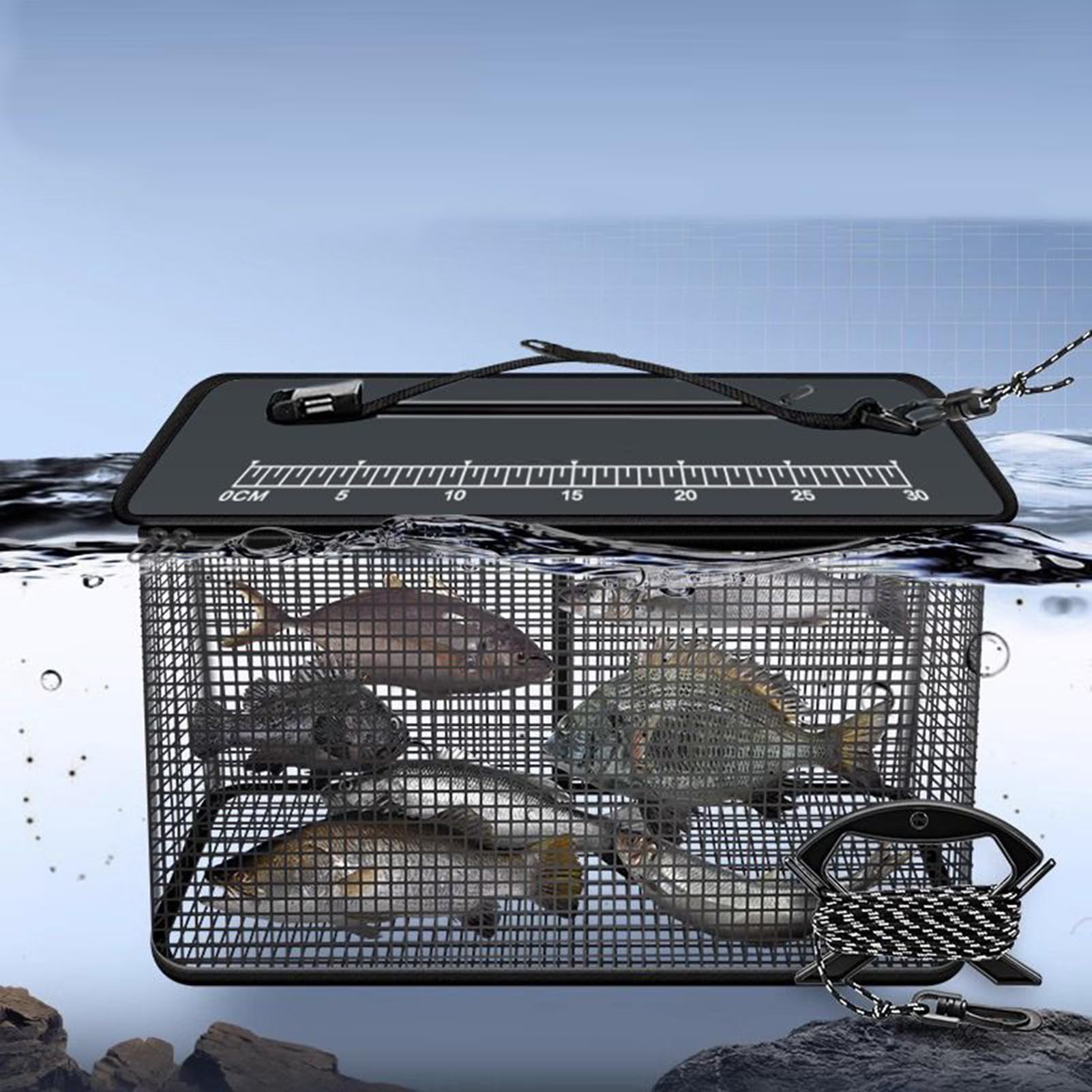 Genérico Cesto di lingua di pesce pieghevole: cestino pieghevole con superficie riflettente, grande capacità per vivo, lumache, granchi | cestino all'aperto veloce e veloce