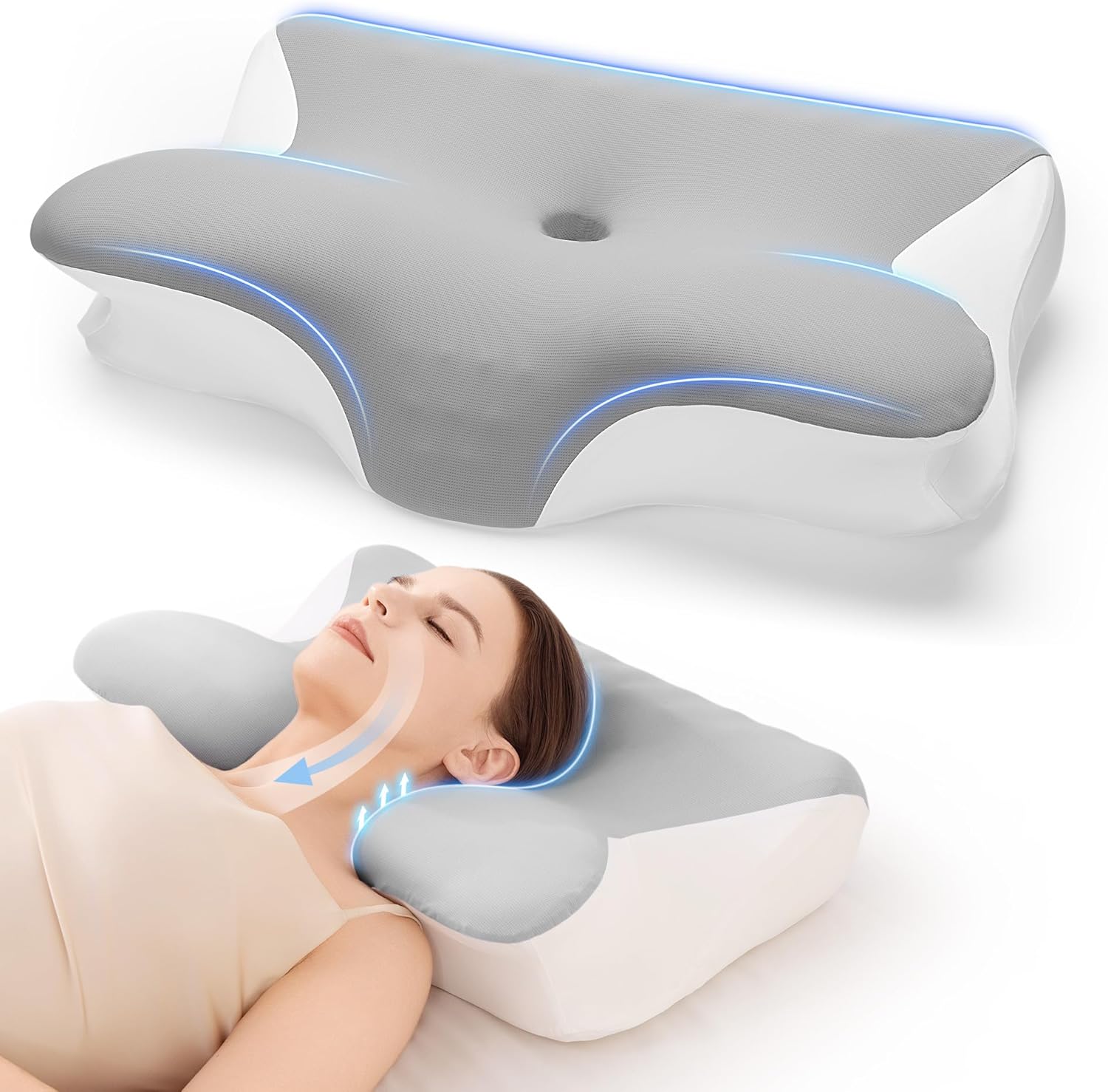 Pursay Neck Painless, Snoring Prevention, Memory Foam Pillow, Higher, Adjustable Height, Ergonomic Structure, Stable Neck, Excellent Breathability, Relieves Stiff Shoulders, Straight Neck, Side Sleep,