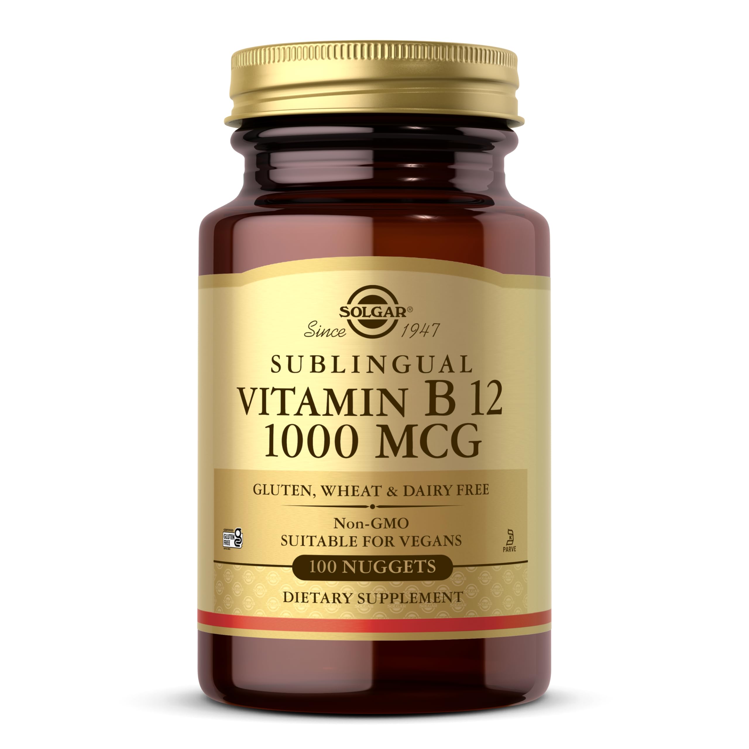 SolgarVitamin B12 1000 mcg, 100 Nuggets - Energy Production, Red Blood Cells - Healthy Nervous System - Promotes Cardiovascular Health - Vitamin B - Non-GMO, Gluten Free, Kosher - 100 Servings