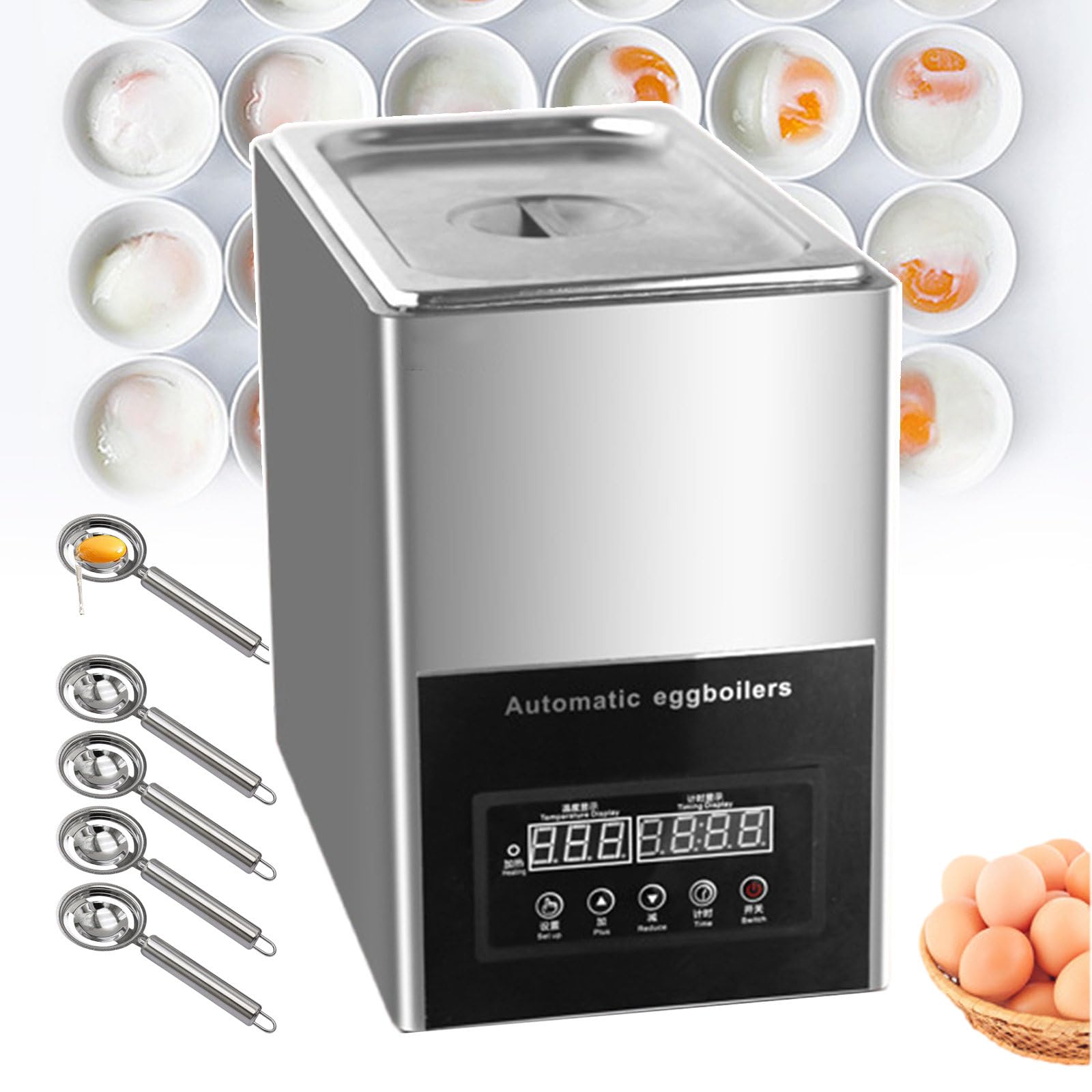 Máquina para Hervir Huevos, Vaporera Eléctrica De 9 L con Resortes Calientes Y Cilindro Interior De Acero Inoxidable | Máquina Profesional (con Filtro De Líquido para 5 Huevos)