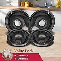 Vista 12 de W10196405 W10196406 - Sartenes de goteo para estufa eléctrica, compatibles con Whirlpool Electric Range-Thickening para evitar doblado, juego de 4