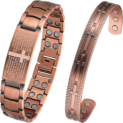 MagEnergy Copper Bracelet for Men Women, Cross Copper Magnetic Bracelet with Ultra Strength Magnets, Adjustable Link Jewelry Box Gift Sizing Tool