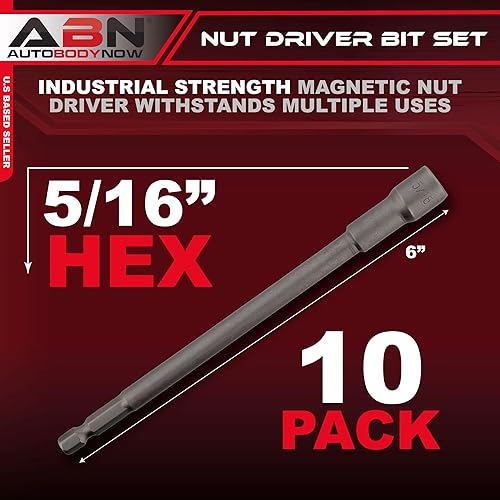 Miniatura 2 de ABN Juego de puntas de destornillador de tuerca, juego de destornilladores de tuerca hexagonal de 5/16 pulgadas, imán de fuerza industrial, 10