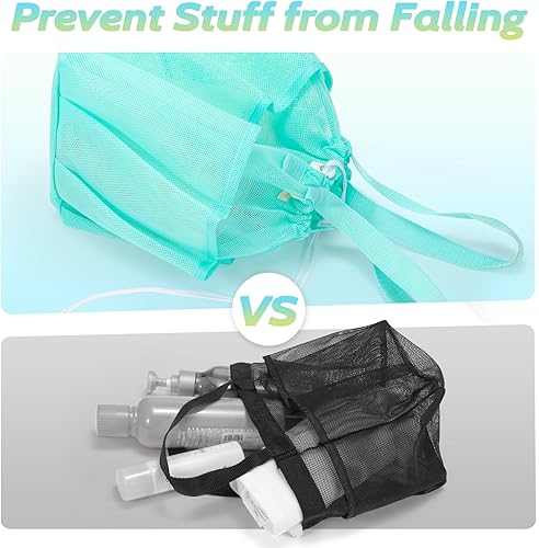 Miniatura 2 de Organizador de ducha de malla portátil, esencial para dormitorio universitario, niñas y chicos, bolsa de ducha azul de gran capacidad para baño,