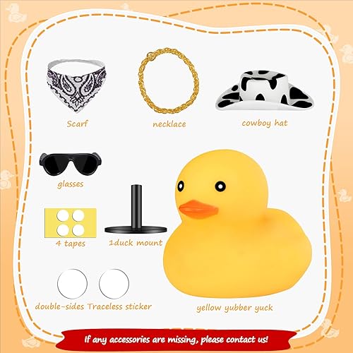 Miniatura 34 de Patos de goma con soporte de enchufe de pato, patos de automóvil para tablero de instrumentos, pato para decoración de Jeep y automóvil, divertido