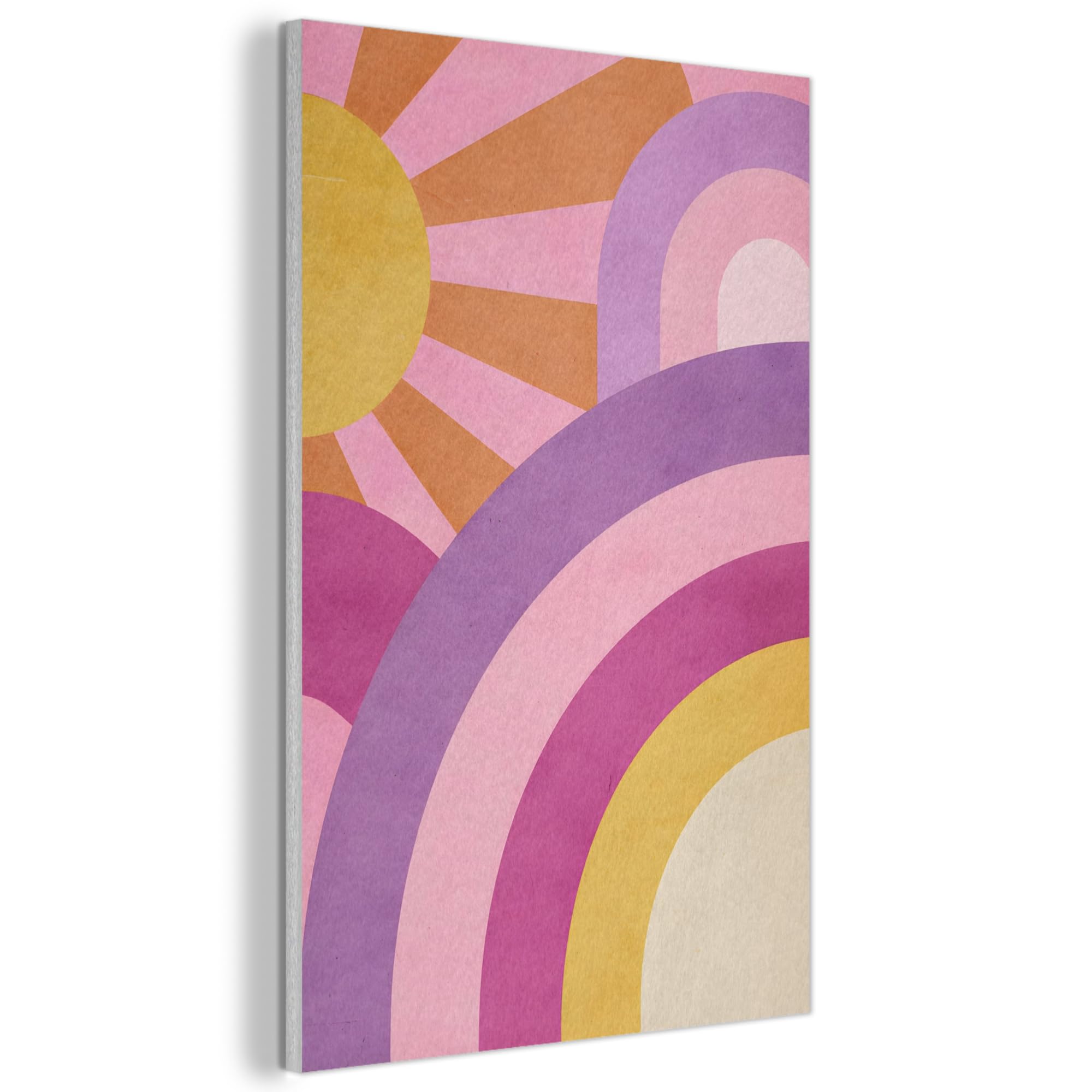 MuchoWow© Felt Panel 60x90 cm House Touch for Living Space Modern Visuals Decoration Wall Art Sun - Rainbows - Abstract
