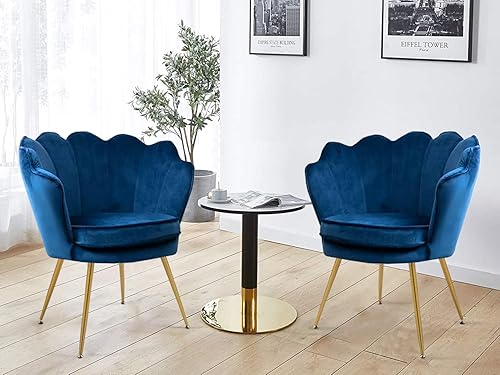 Juego de 2 sillas decorativas modernas para sala de estar, dormitorio, sillas de comedor de cocina de terciopelo con patas doradas, silla de tocador