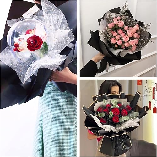 Miniatura 7 de CCINEE 24 hojas de papel de regalo de flores, embalaje de regalo impermeable o caja de regalo, paquete de papel de embalaje, suministros para ramo