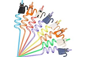 Cat Party Supplies Favors, 24Pcs Reusable Plastic Cat Straws with 2Pcs Cleaning Brushes