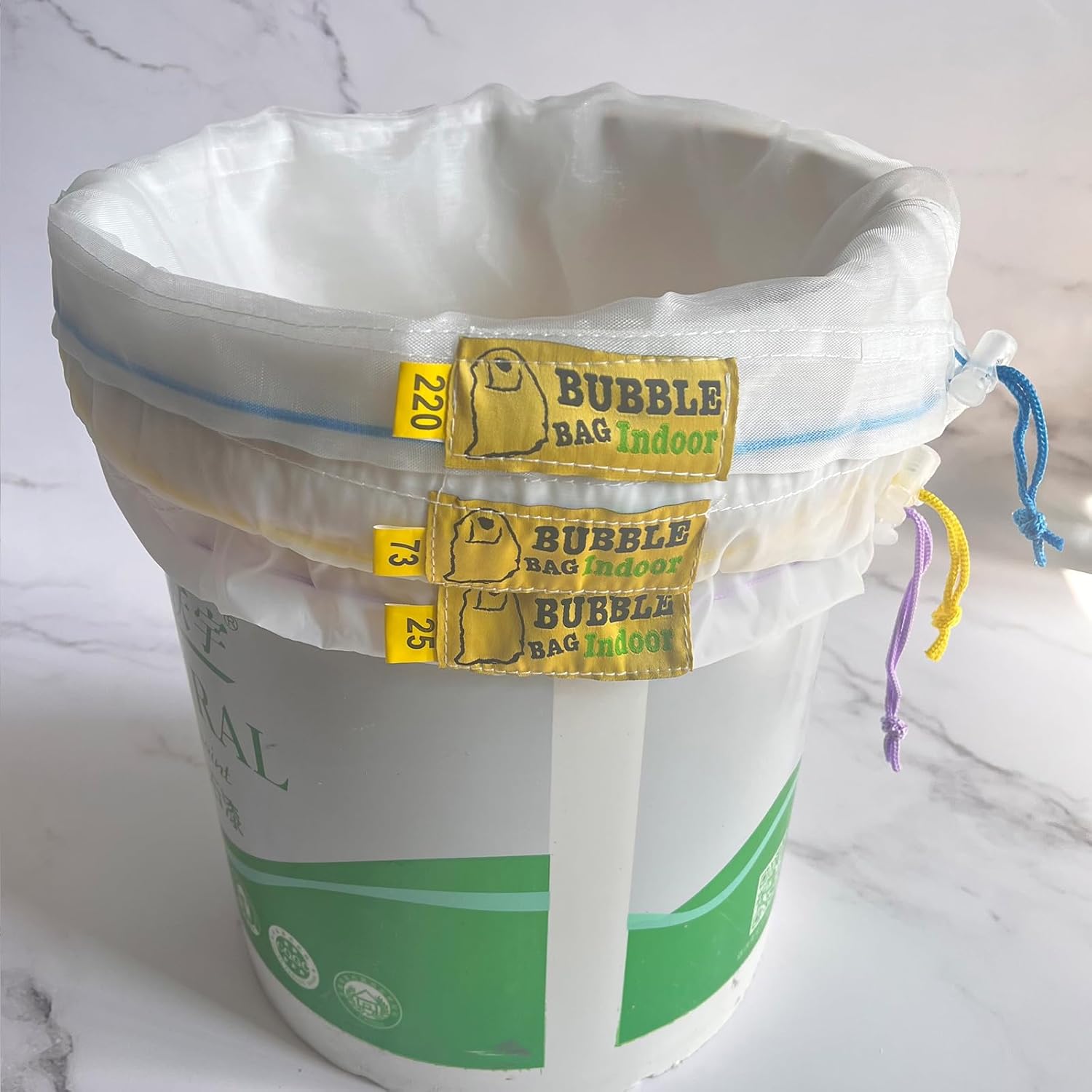 10gallon 5bags All Mesh Plant Filter Bag Kit 120Micron Ice Filtration Bags kit with 2pcs 10x10inch Pressing 25micron (25,73,120,160,220micron)
