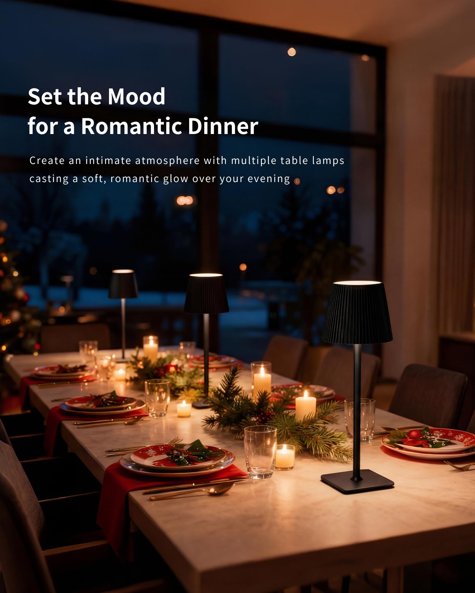 Lámpara de Mesa LED Inalámbrica con Control Táctil – Lámpara Recargable de 5200mAh Regulable, IP54 Resistente al Agua – Ideal para Interiores y Exteriores, Negro