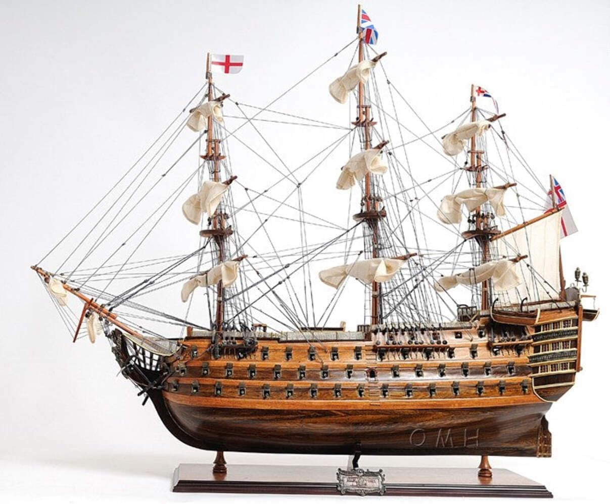 HomeRoots 401842 27 in. HMS Victory Hand Painted Ship Sculpture