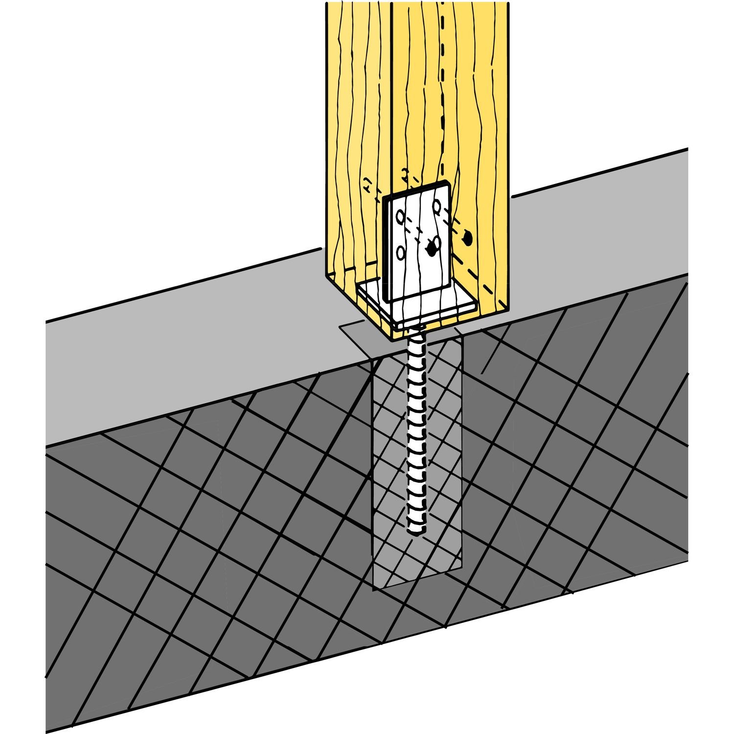 Simpson strog-tie - PPI/26000 - Pied de poteau en âme à sceller - A/B/C/D/E - 70/370/60/90/110mm - qté. 1 pièce