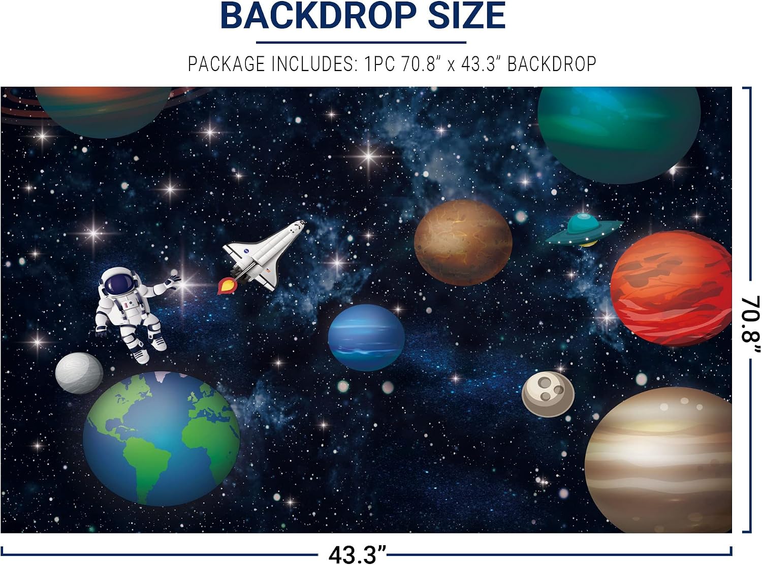 Allenjoy Outer Space Rocket Astronaut Backdrop for Baby Boy Kids Universe Planet Galaxy Birthday Party Cake Table Decoration Banner Vinyl Photoshoot Background Photo Booth Props